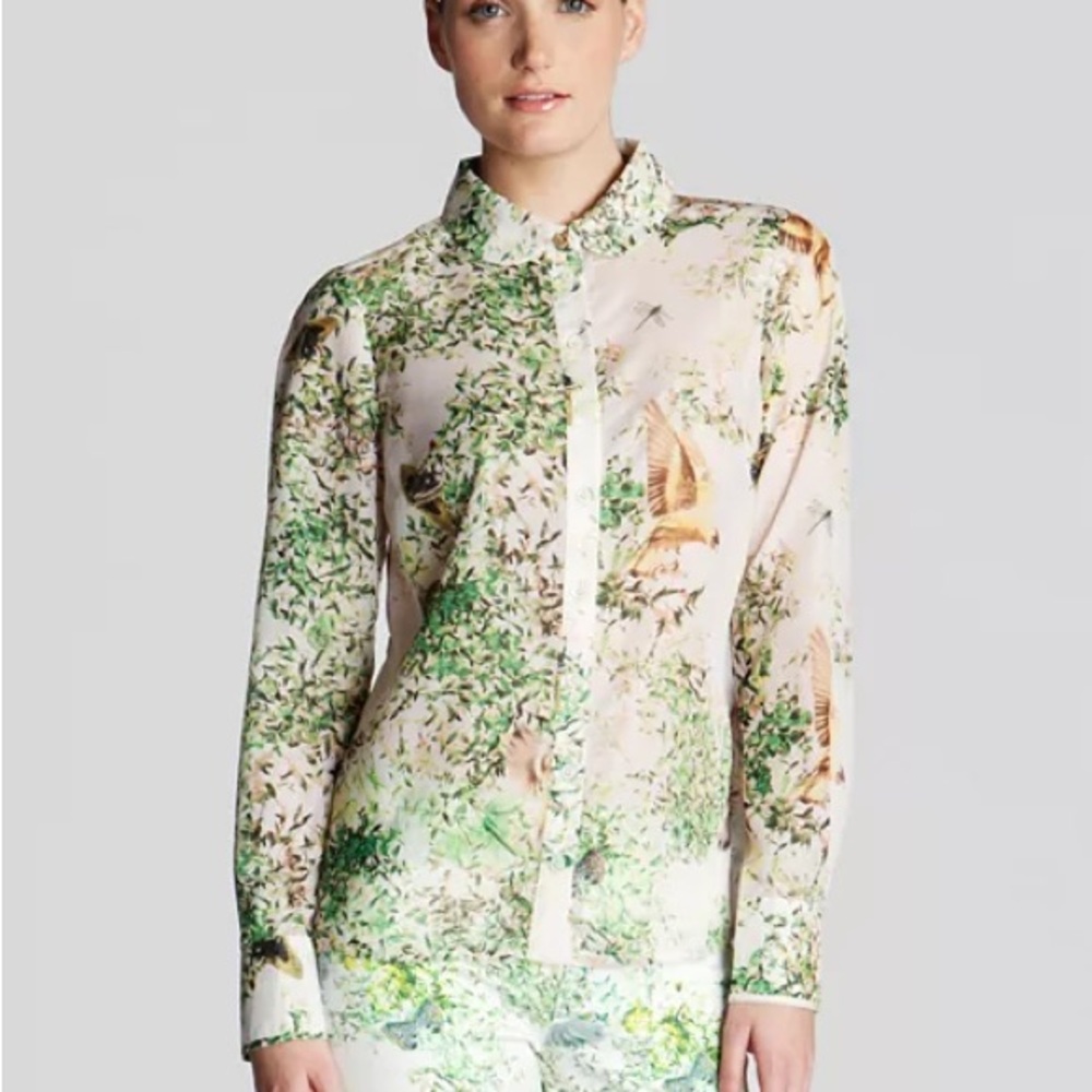 Ted Baker Green and Cream Floral Shirt